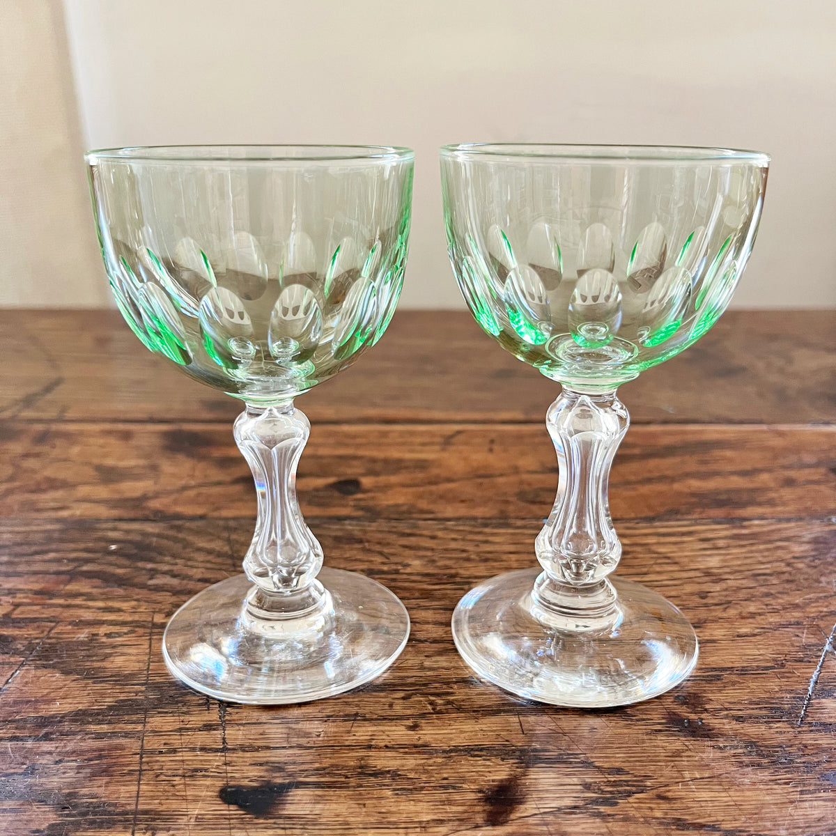 1920s Uranium Crystal Cocktail Glasses, Set of 7