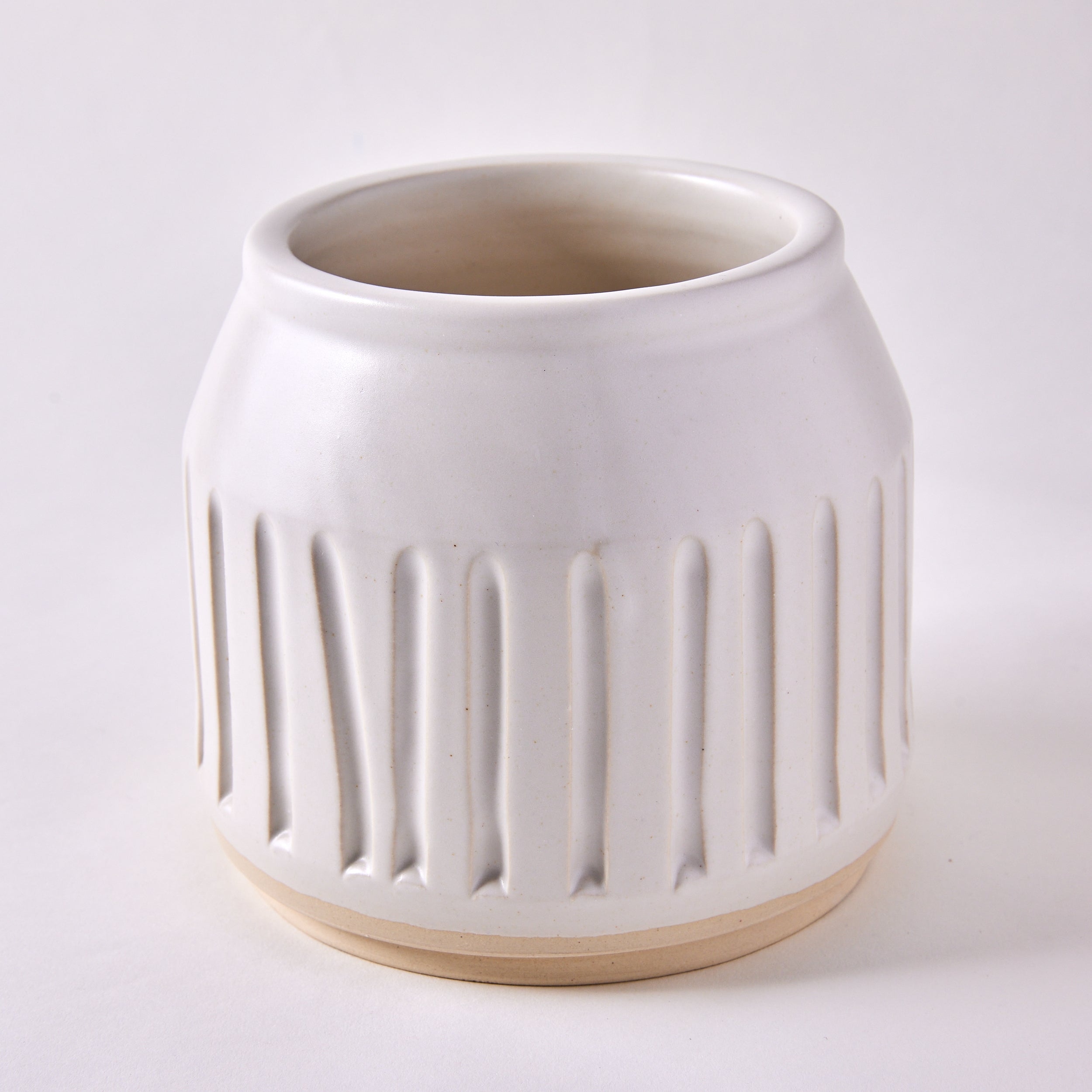 Wide Alabaster Satin Carved Vase, #1