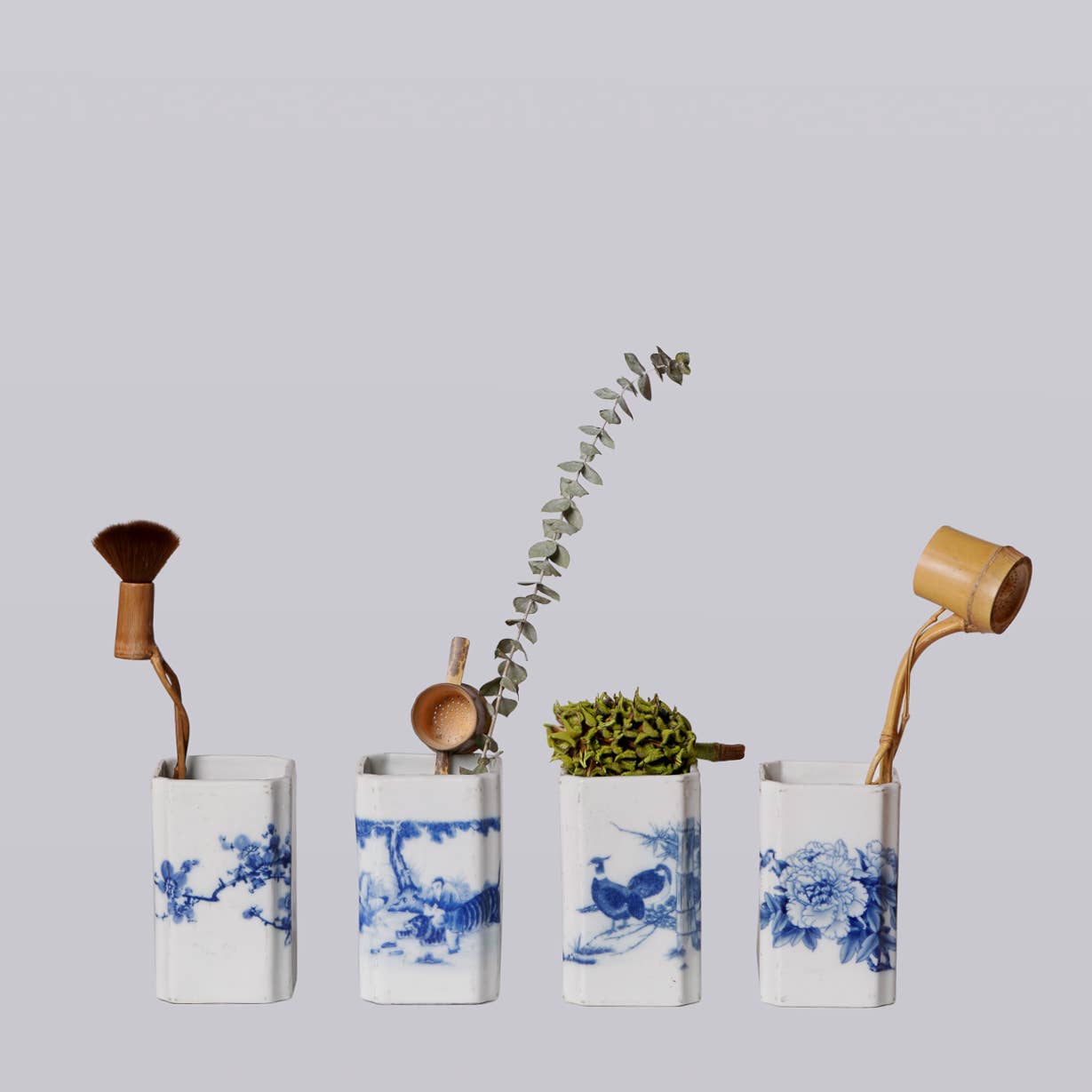 1920s Porcelain Tiger Square Vase