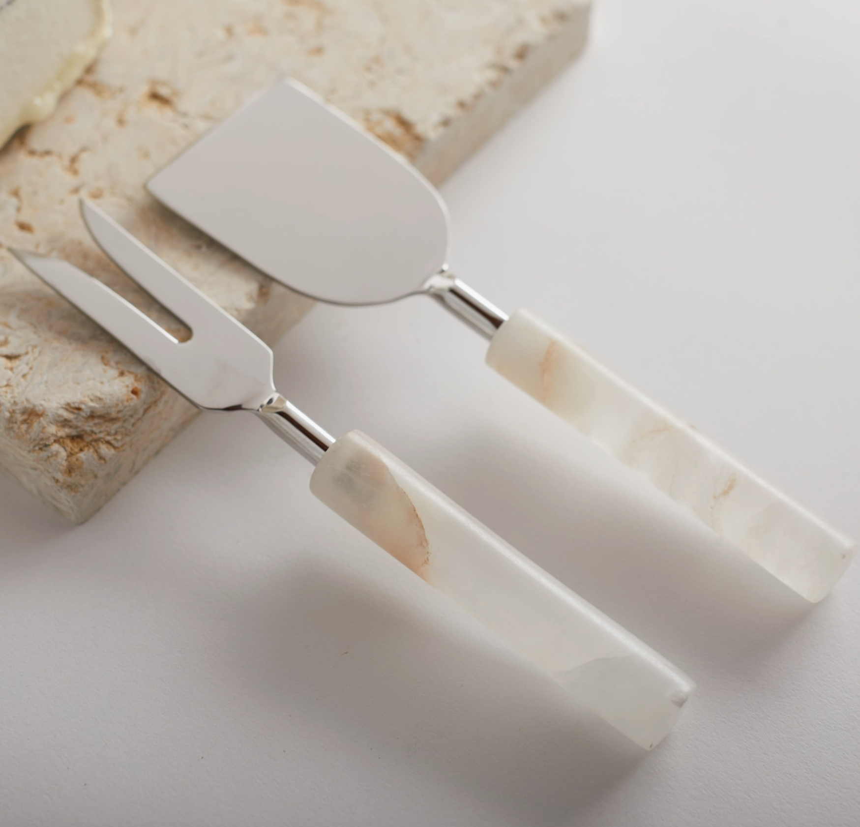 Alabaster Cheese Servers, Set of 2