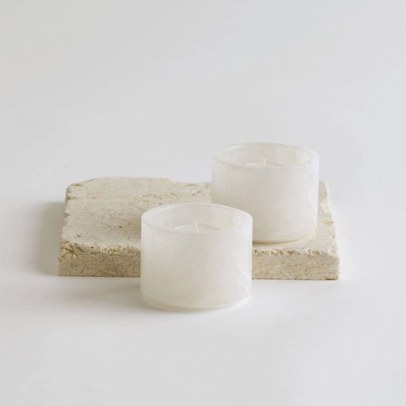 White Alabaster Votive Holder