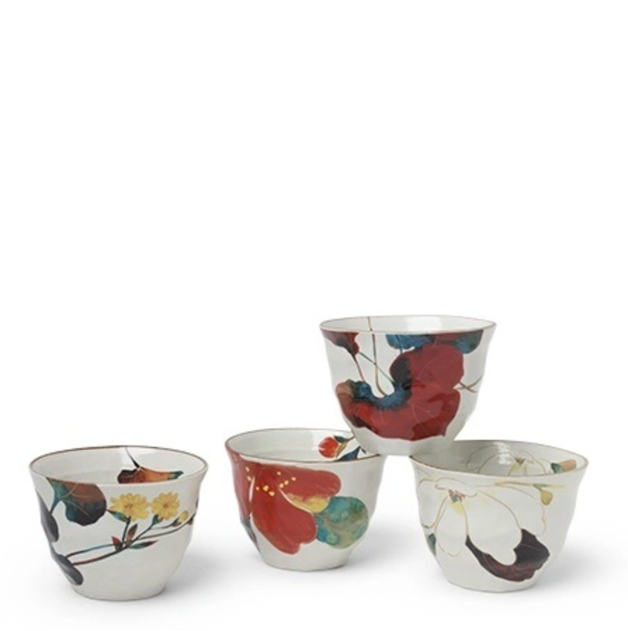 Autumn Bloom Tea Cups, Set of 4