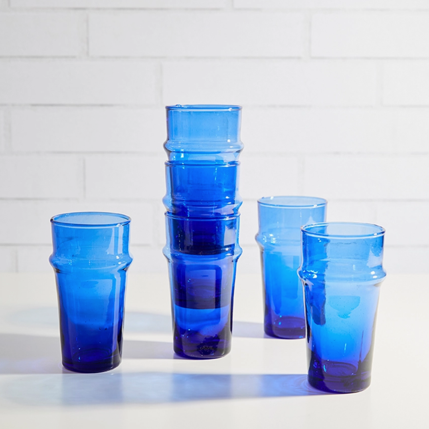 Beldi Blue Glass Tumbler, Large