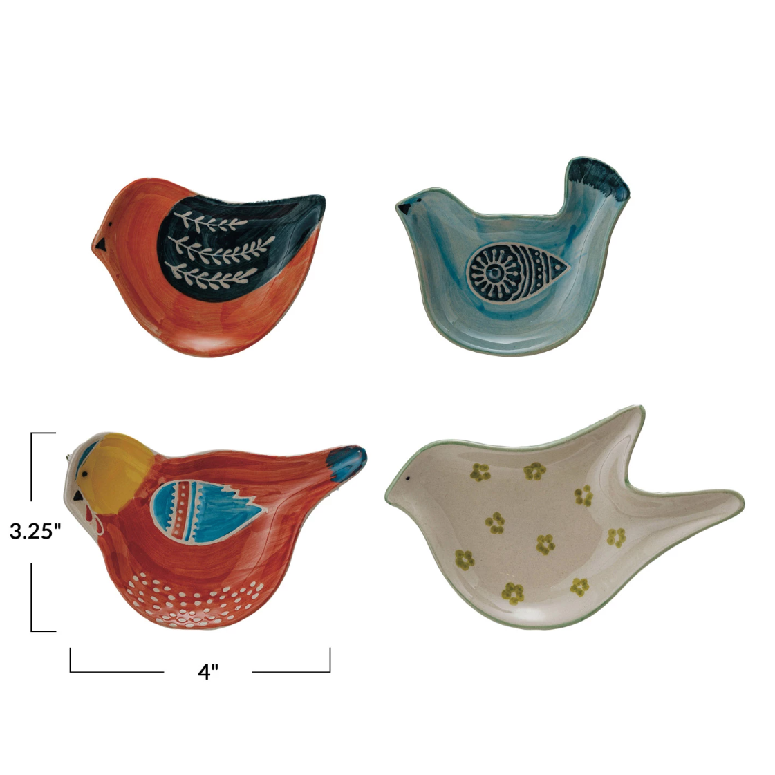 Autumn Bird Sauce Dish, Set of 4