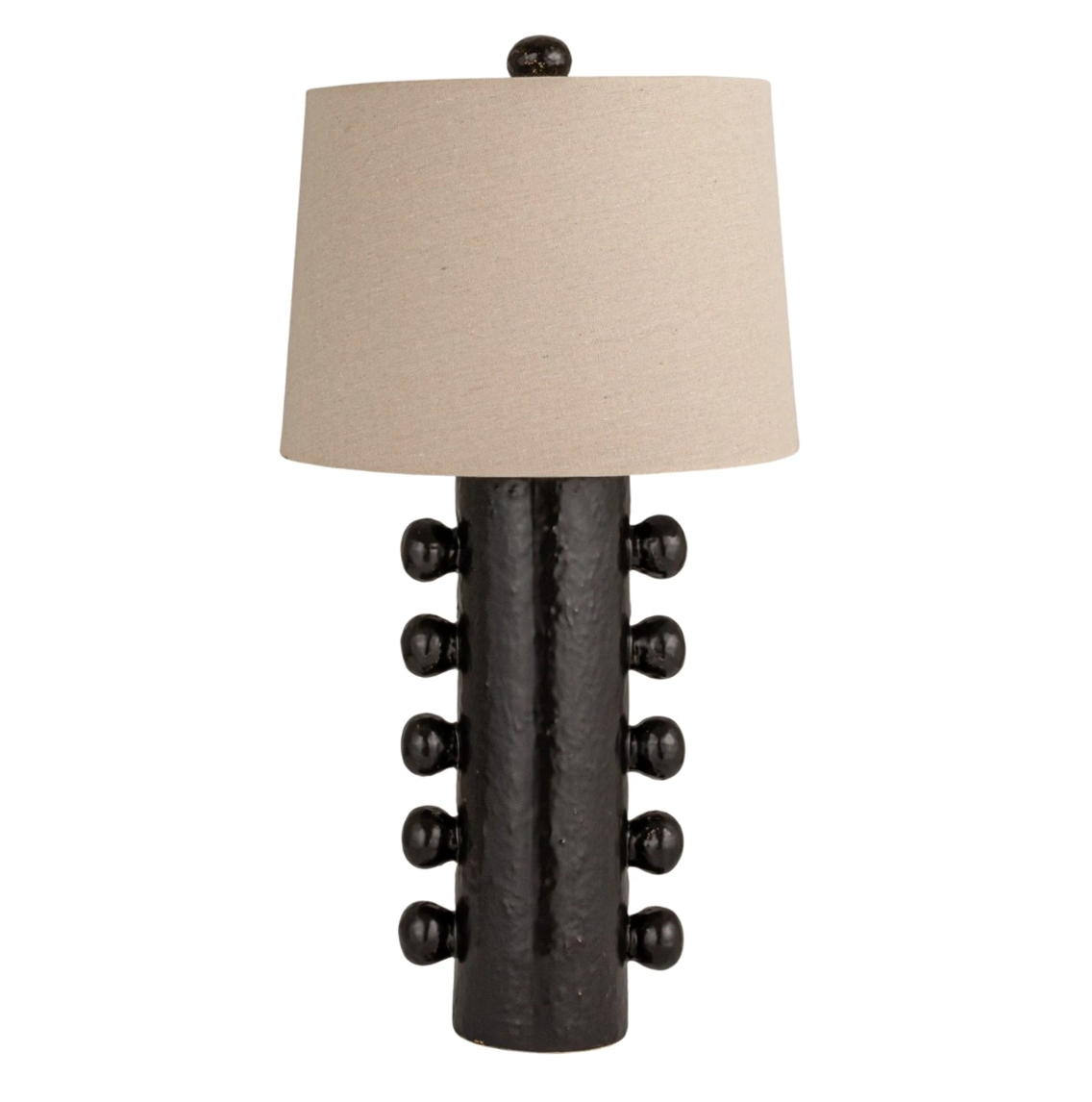 Black Stoneware Table Lamp w/Pegs