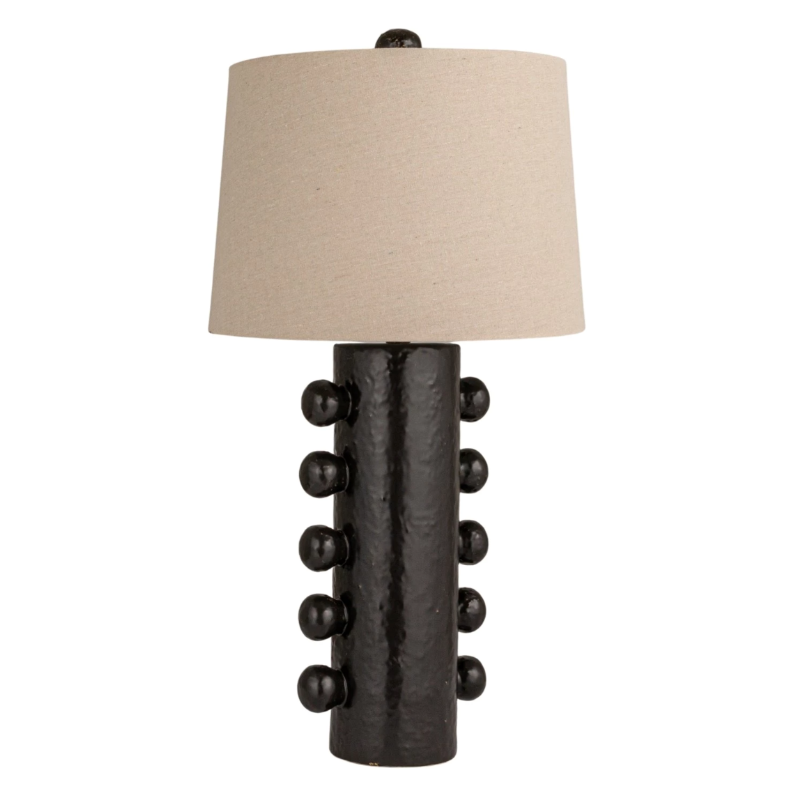 Black Stoneware Table Lamp w/Pegs