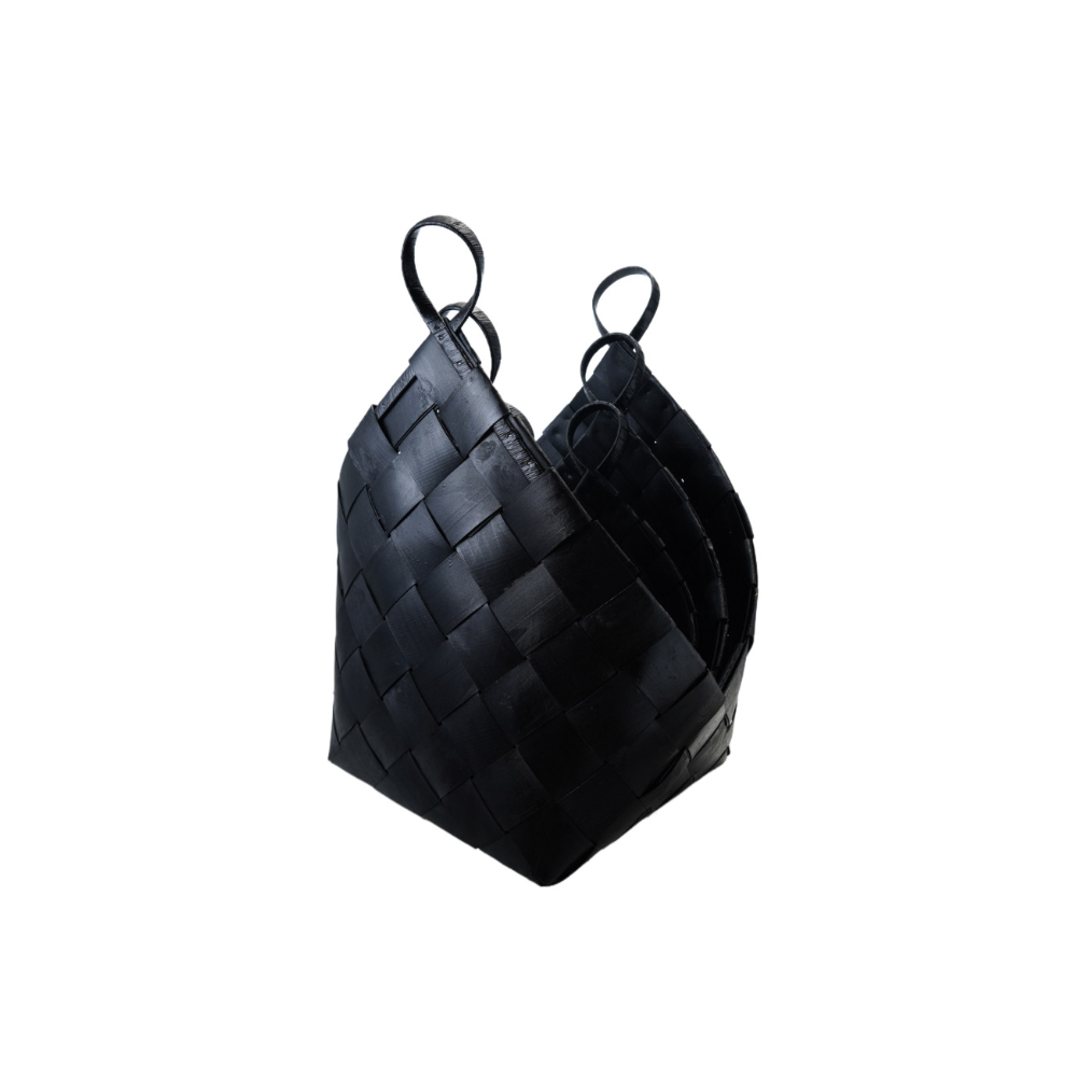 Woven Wood Basket, Black