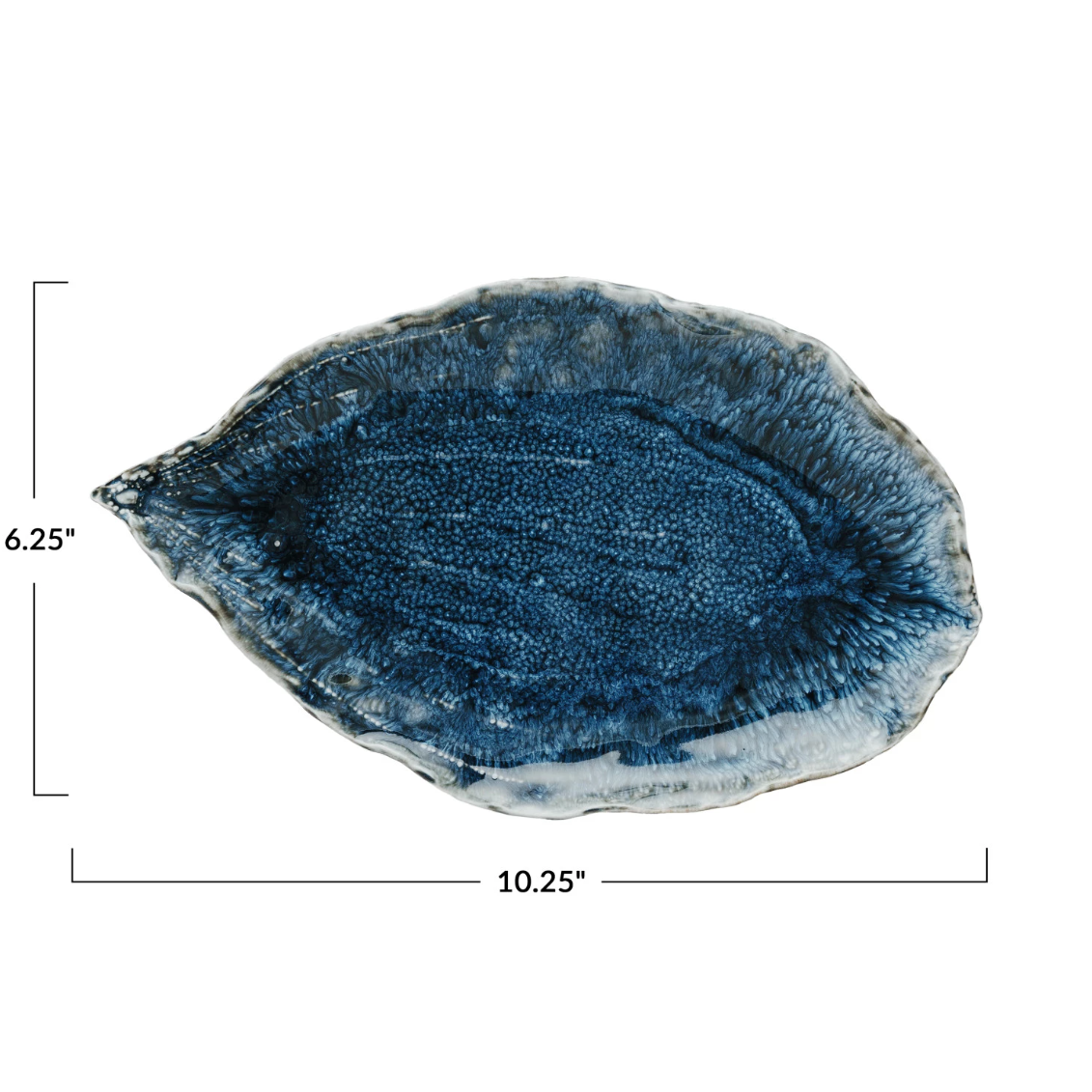 Stoneware Blue Leaf Platter