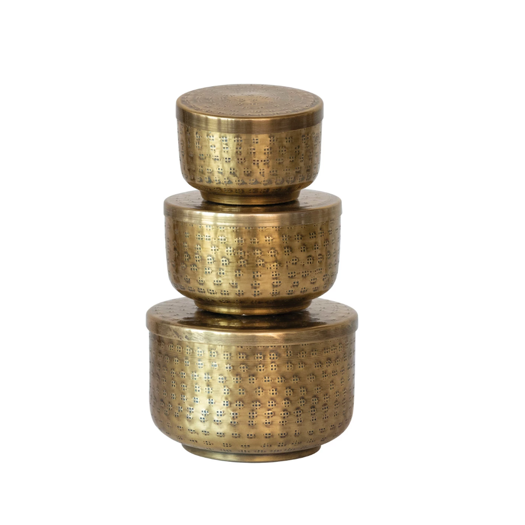 Hammered Brass Containers