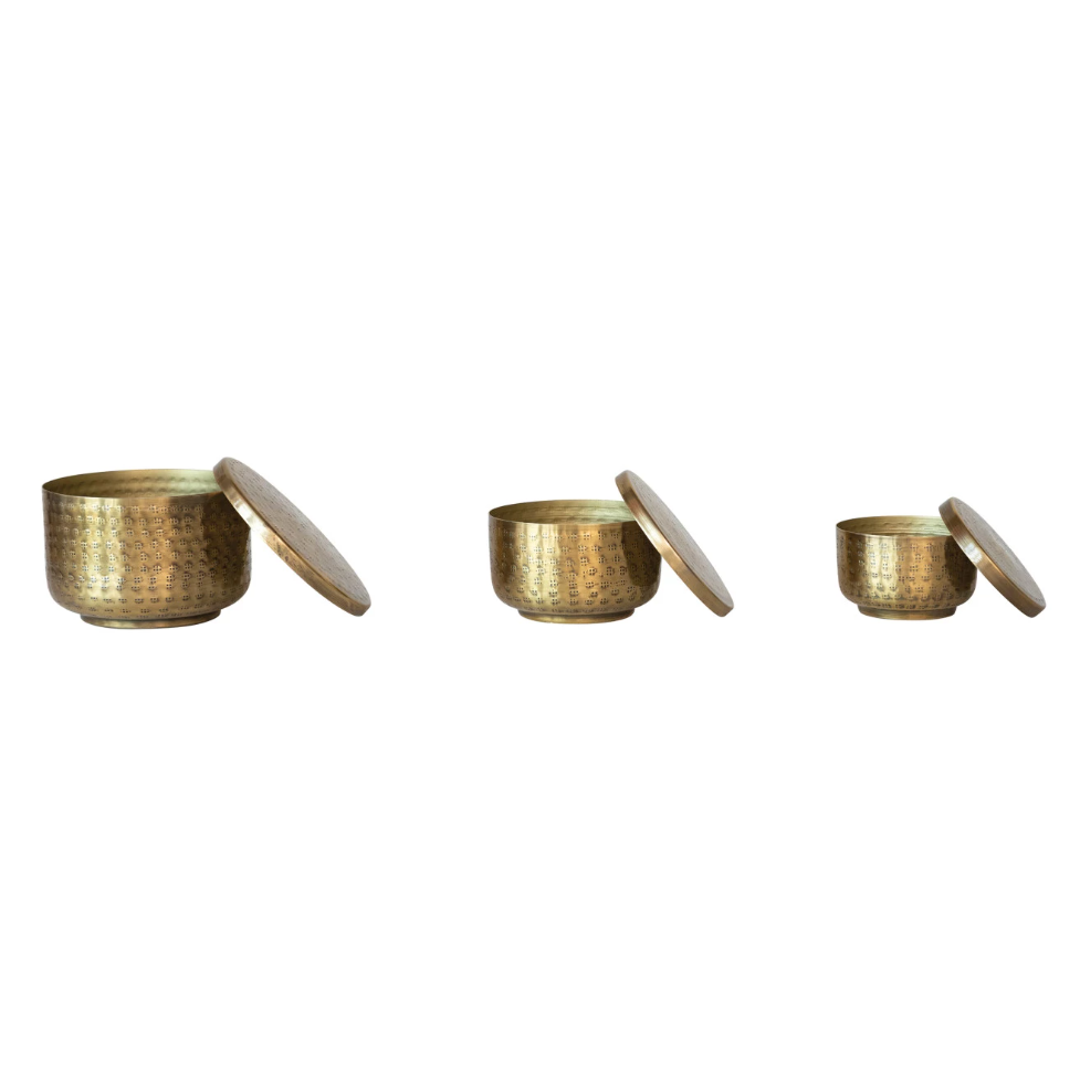 Hammered Brass Containers