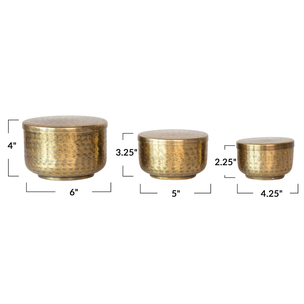 Hammered Brass Containers