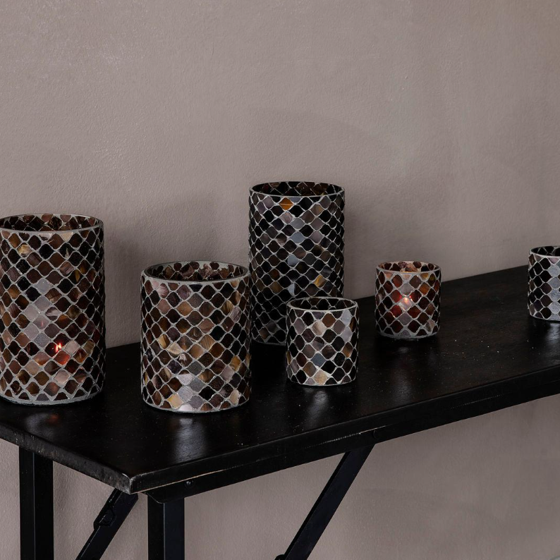 Brown Mosaic Tealight Holder