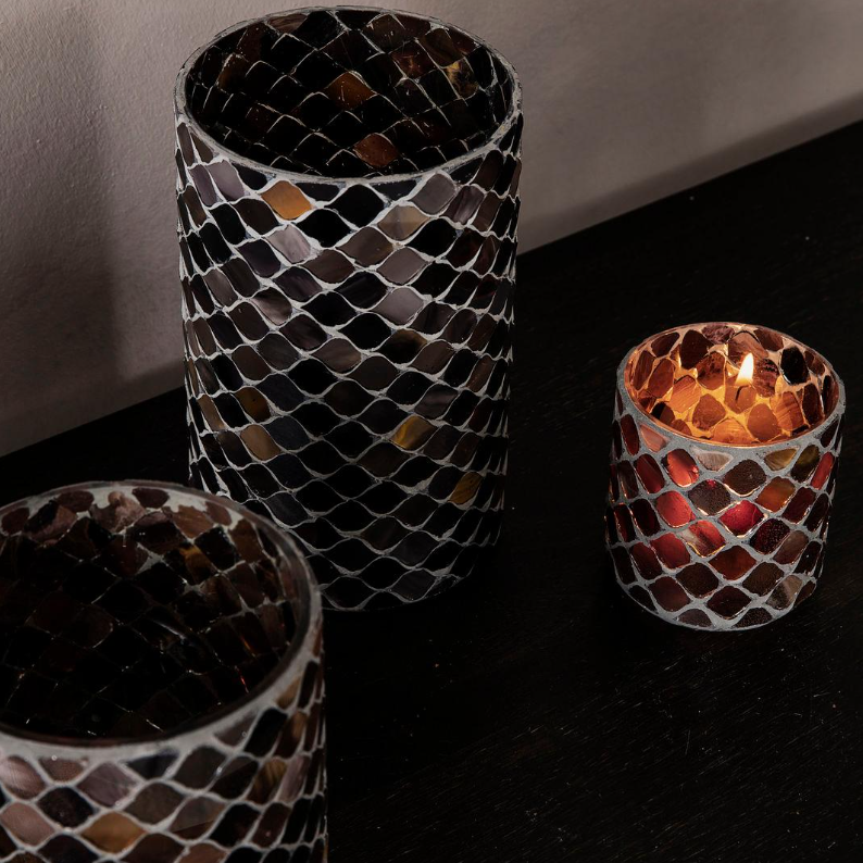 Brown Mosaic Tealight Holder