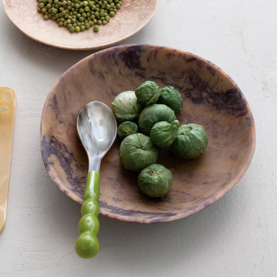 Brown Marbled Wide Resin Bowl