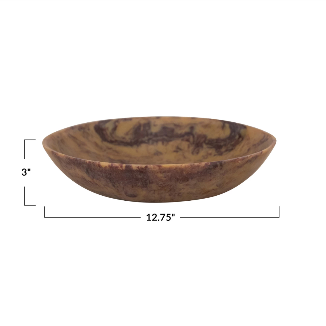 Brown Marbled Wide Resin Bowl