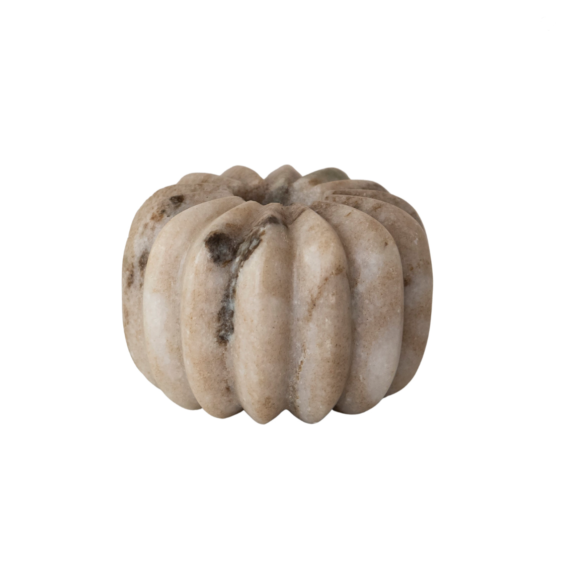 Brown Marble Fluted Taper Holder, Short