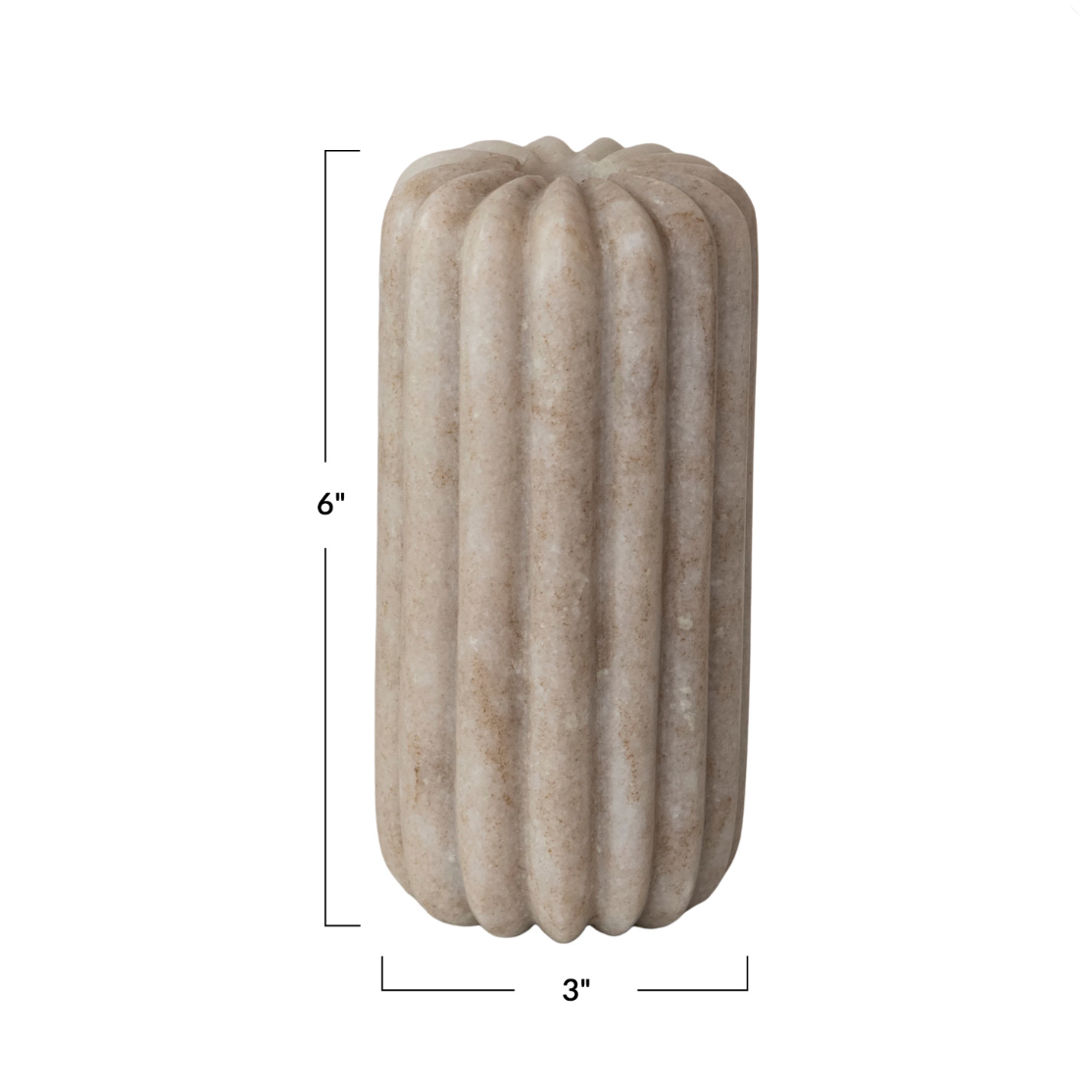 Brown Marble Fluted Taper Holder, Tall