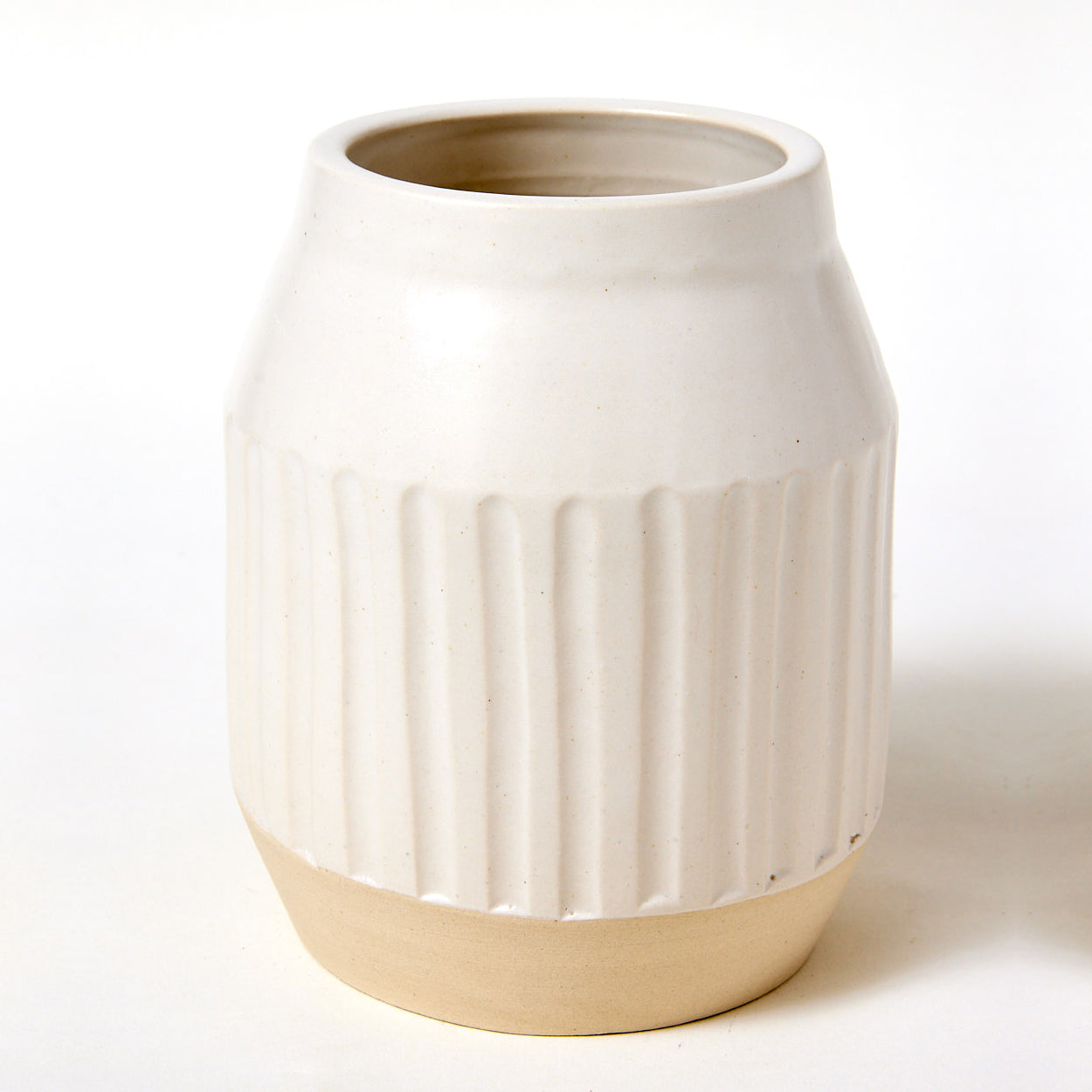 Wide Alabaster Satin Carved Vase, #2