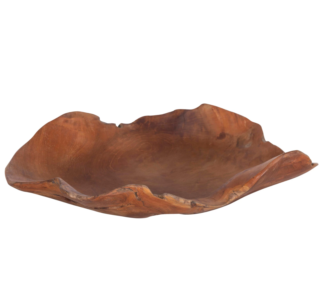 Hand Carved Wide Teak Bowl