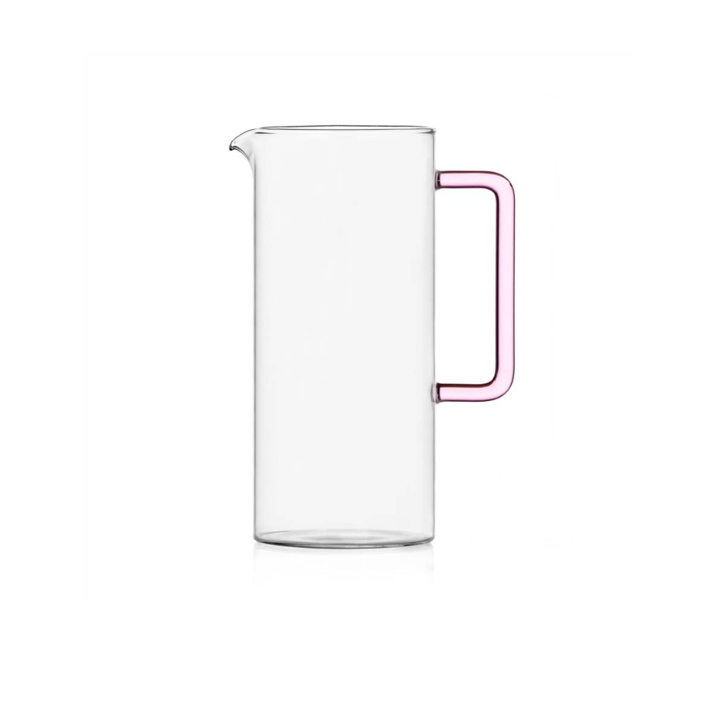 Glass Jug with Pink Handle