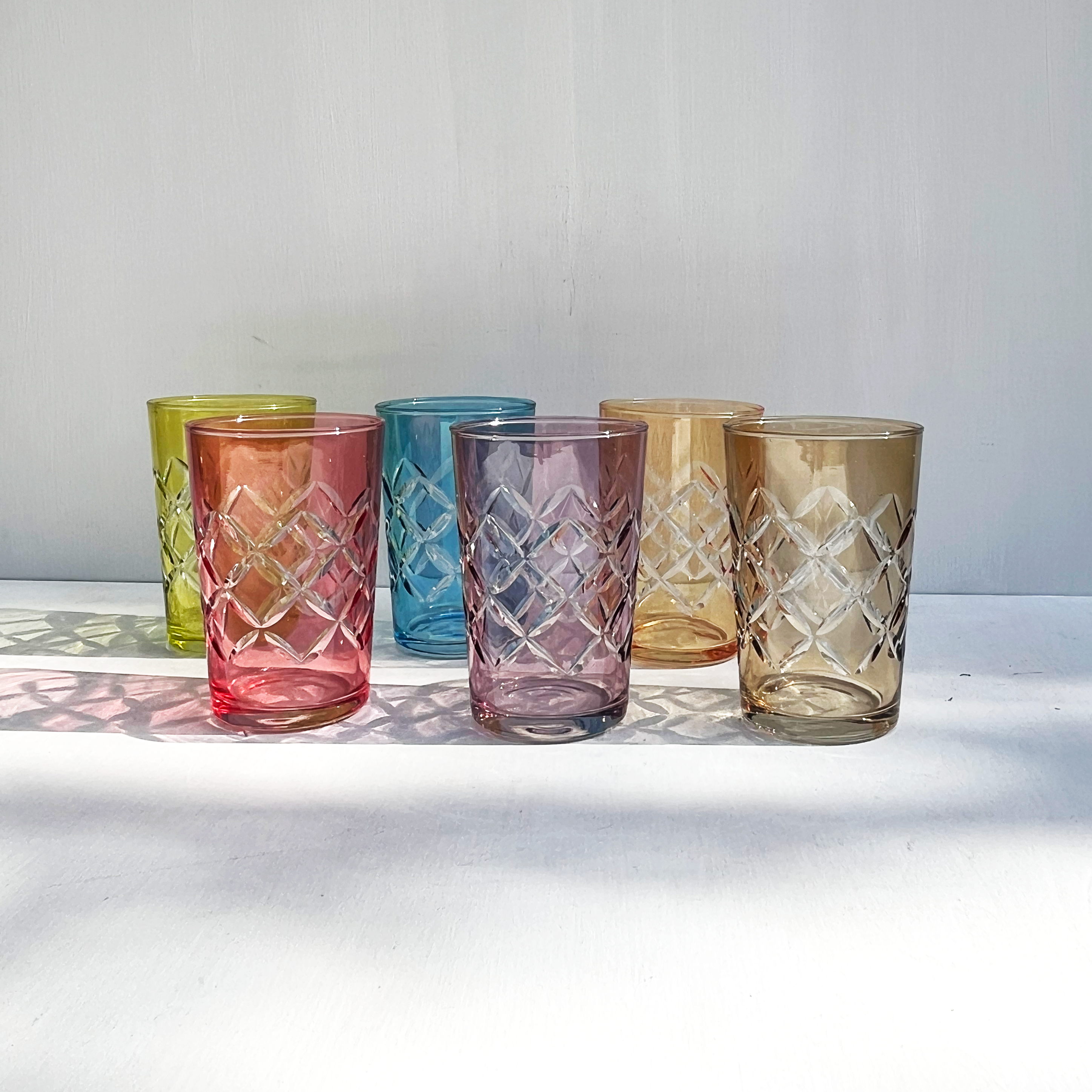 Moroccan Carved Cross Tea Glass, Set of 6
