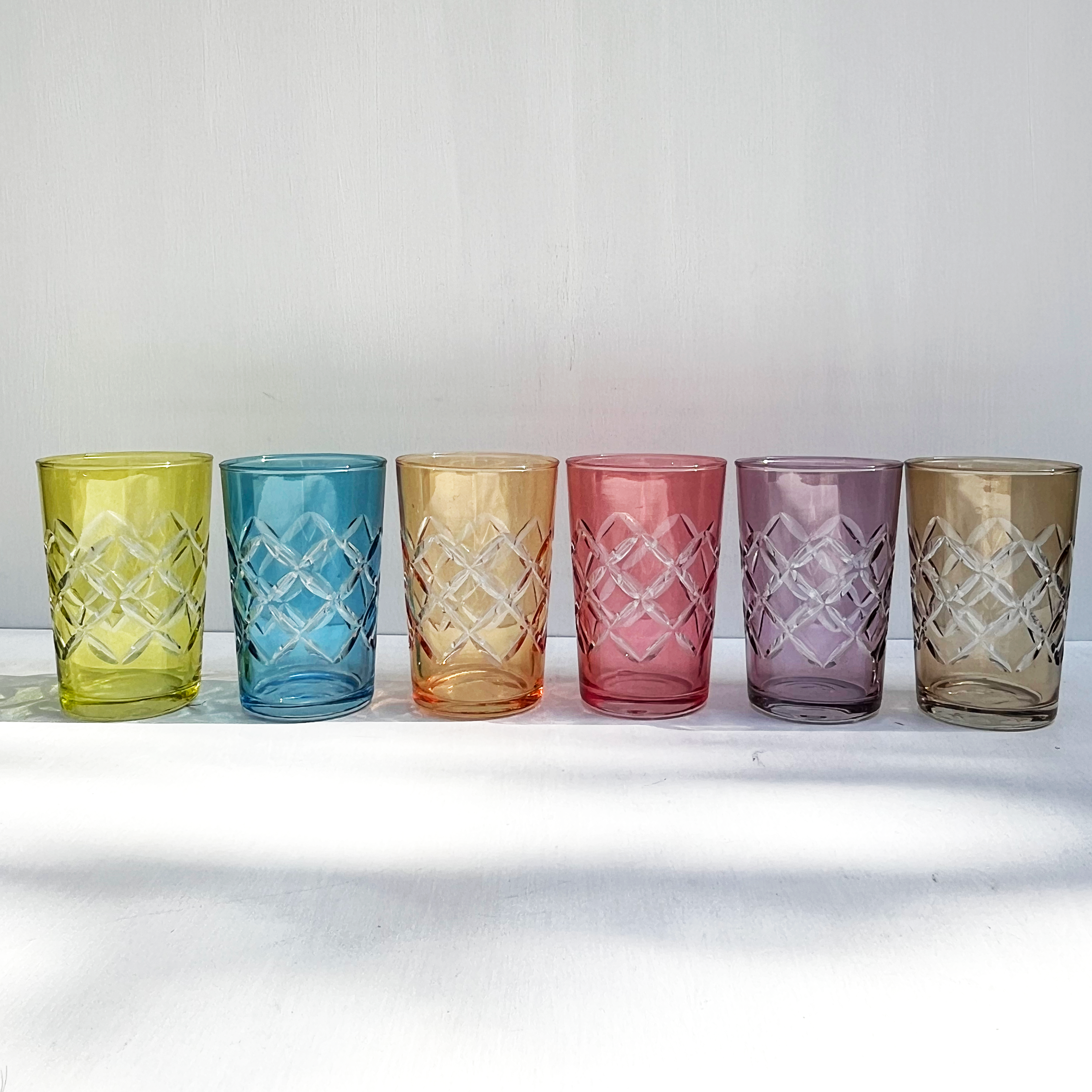 Moroccan Carved Cross Tea Glass, Set of 6