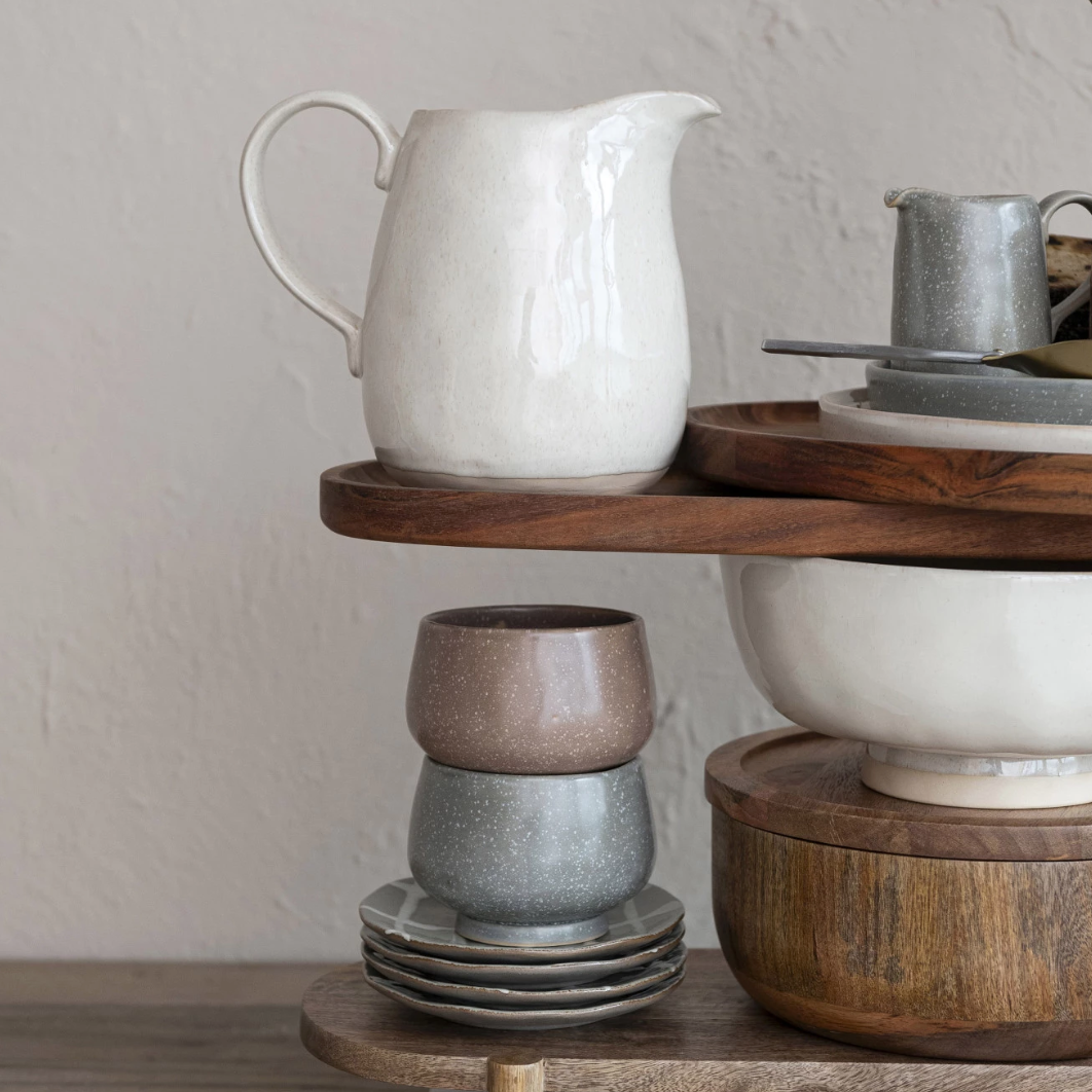 Round Stoneware Pitcher