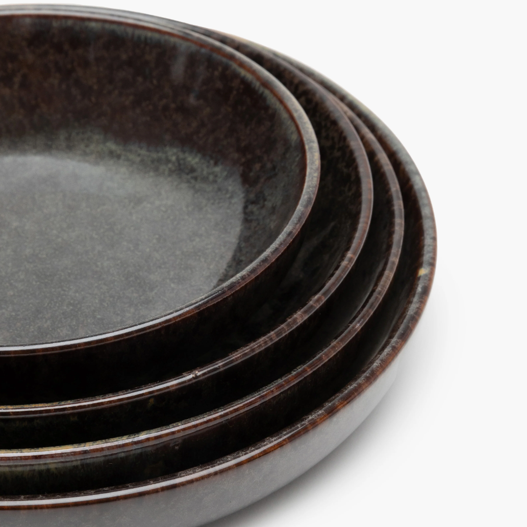 Indigray Earthenware Deep Plate