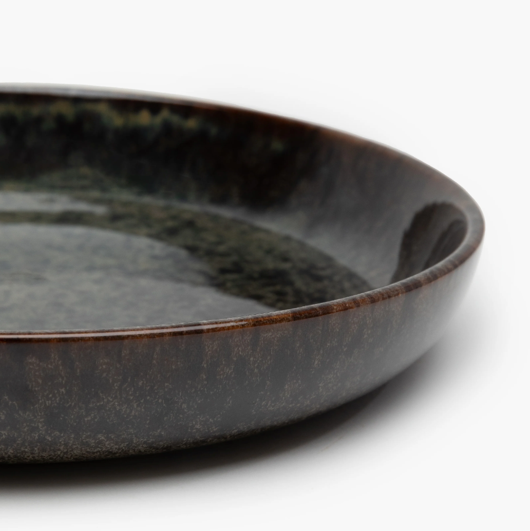 Indigray Earthenware Deep Plate