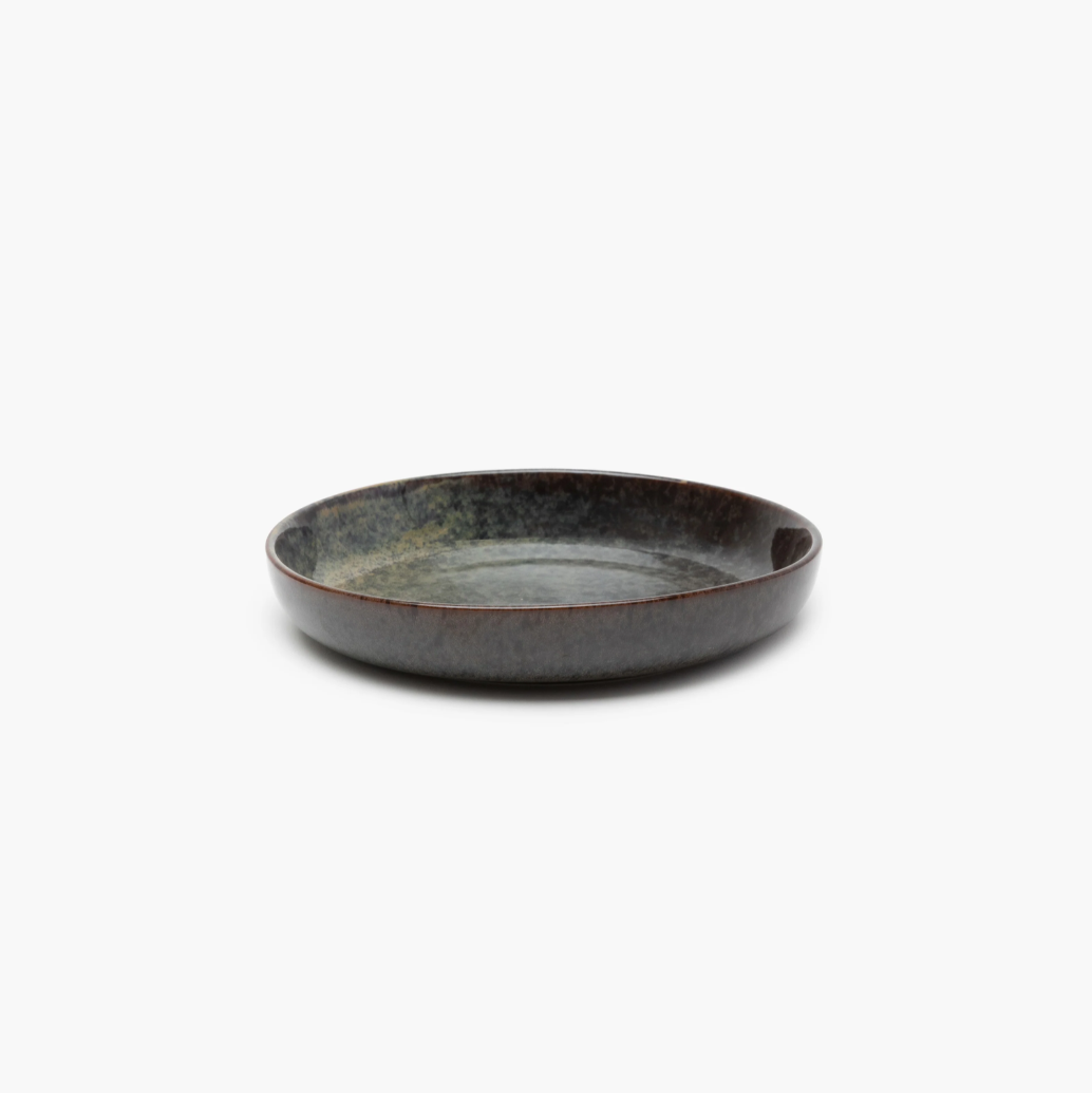 Indigray Earthenware Deep Plate