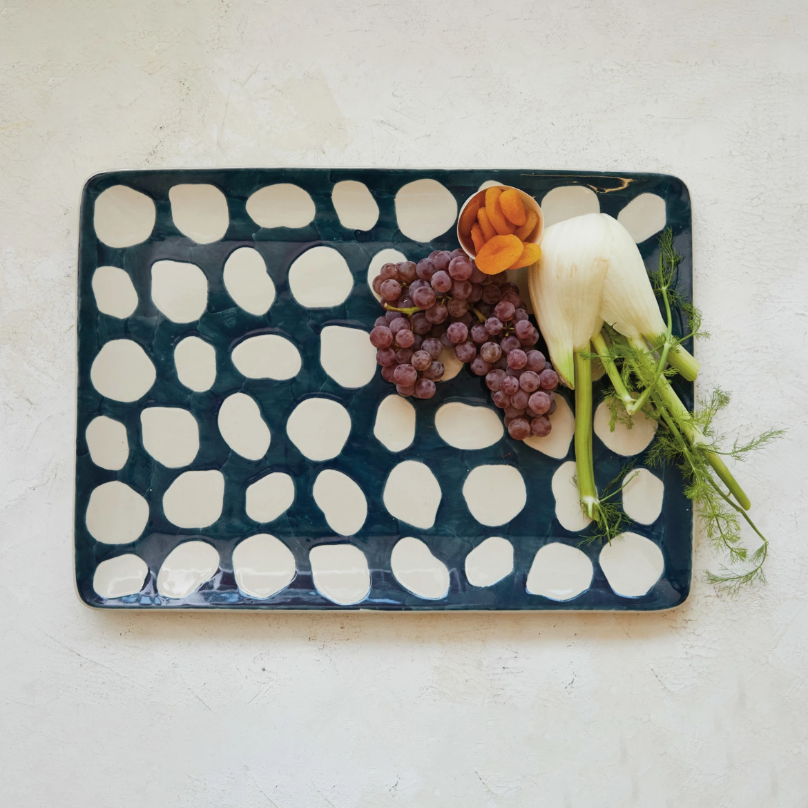 Hand-Painted Dot Serving Platter