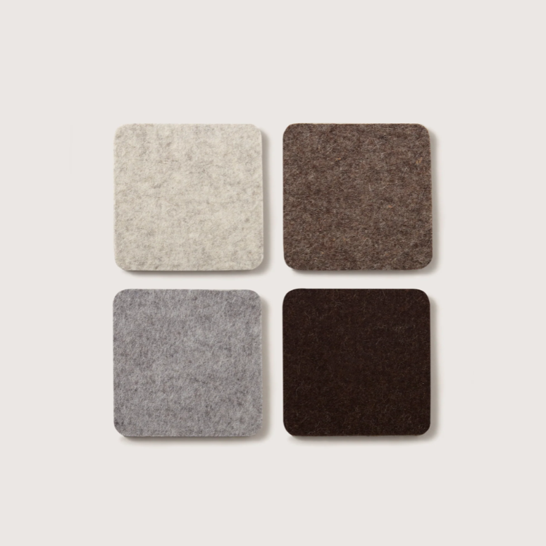 Merino Wool Felt Coasters, Set of 4, Square