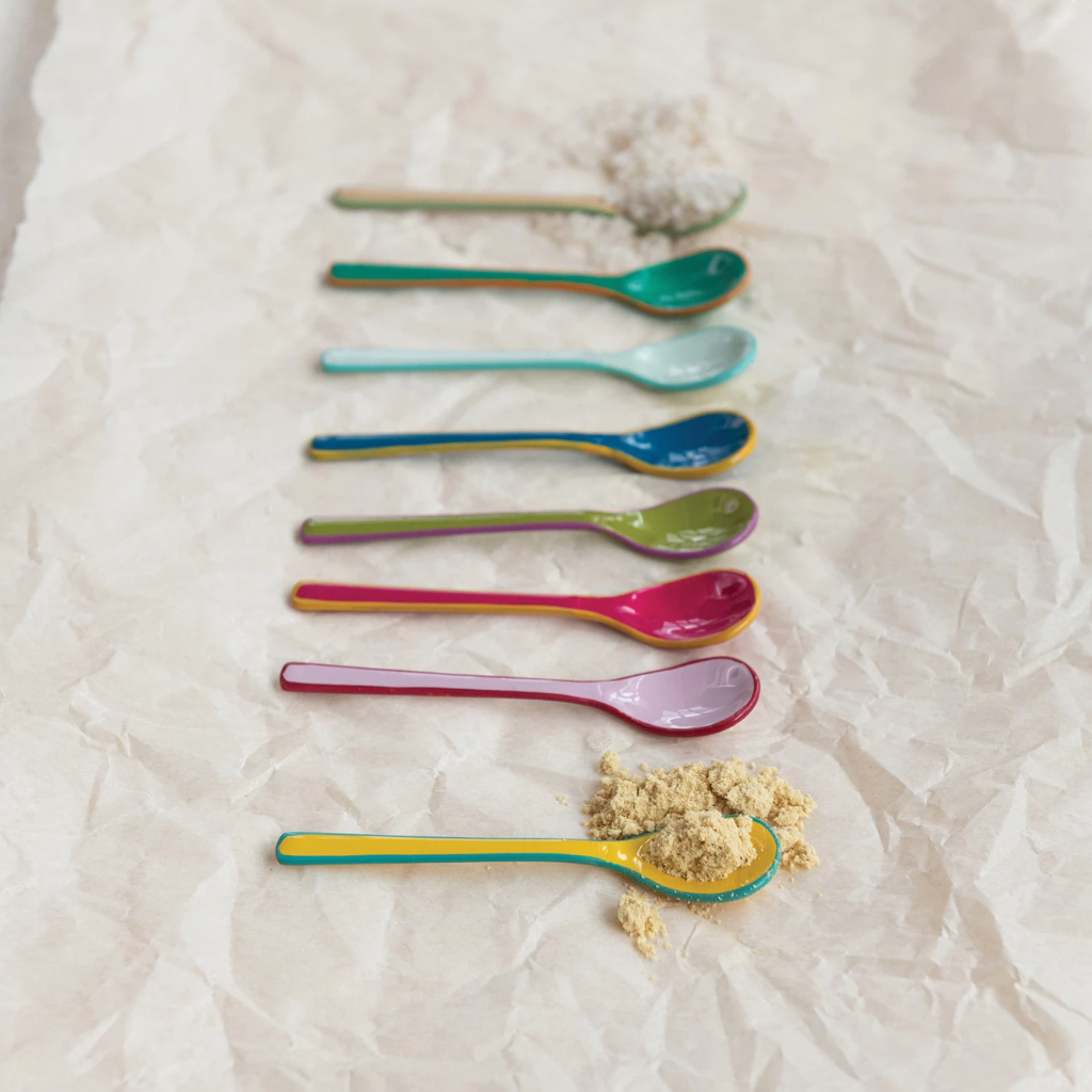 Enamel Stainless Steel Spice Spoon Set of 8
