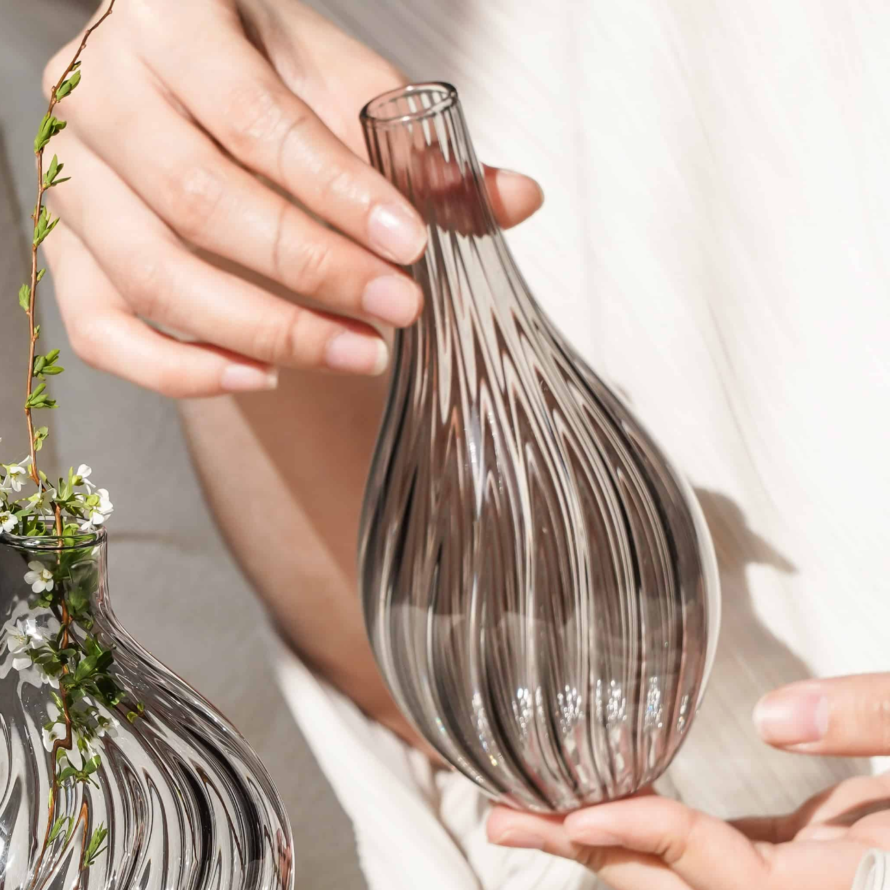 Flori Tall Bud Vase, Smoke