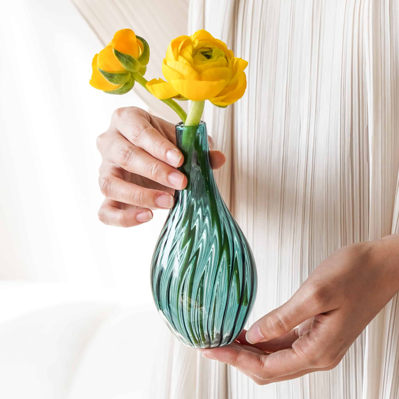 Flori Tall Bud Vase, Teal