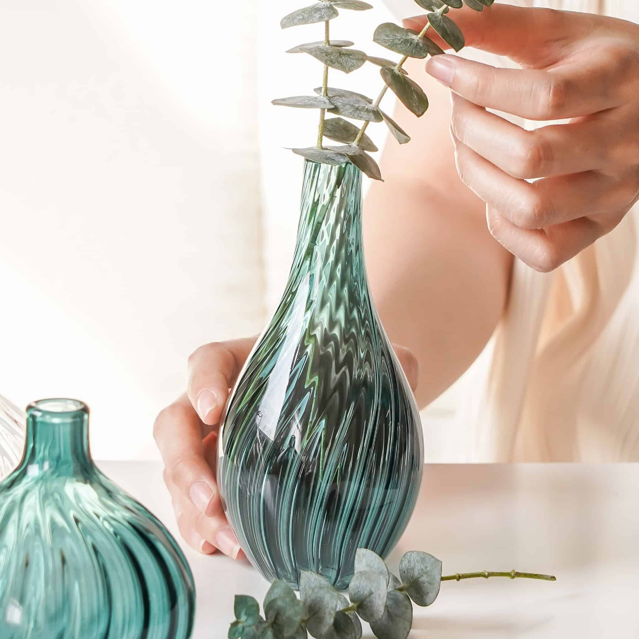 Flori Tall Bud Vase, Teal