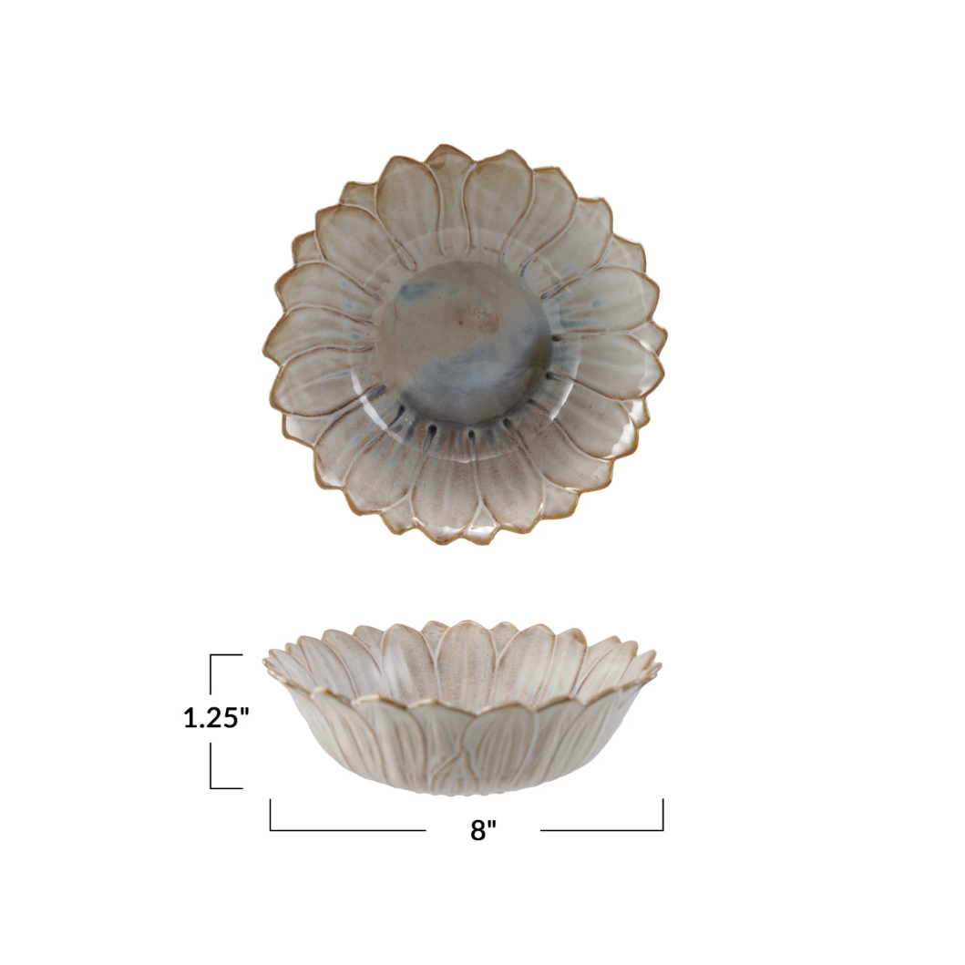Stoneware Flower Serving Bowl