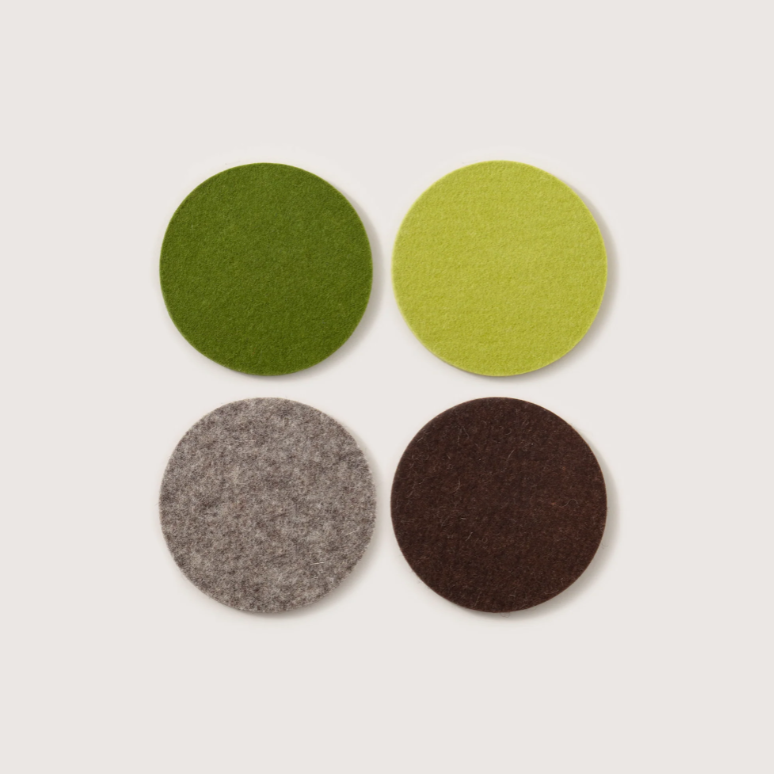 Merino Wool Felt Coasters, Set of 4, Round