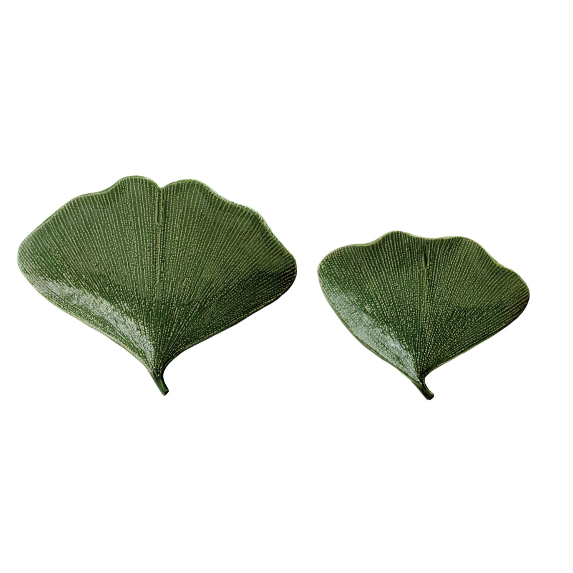 Debossed Stoneware Gingko Leaf Plate