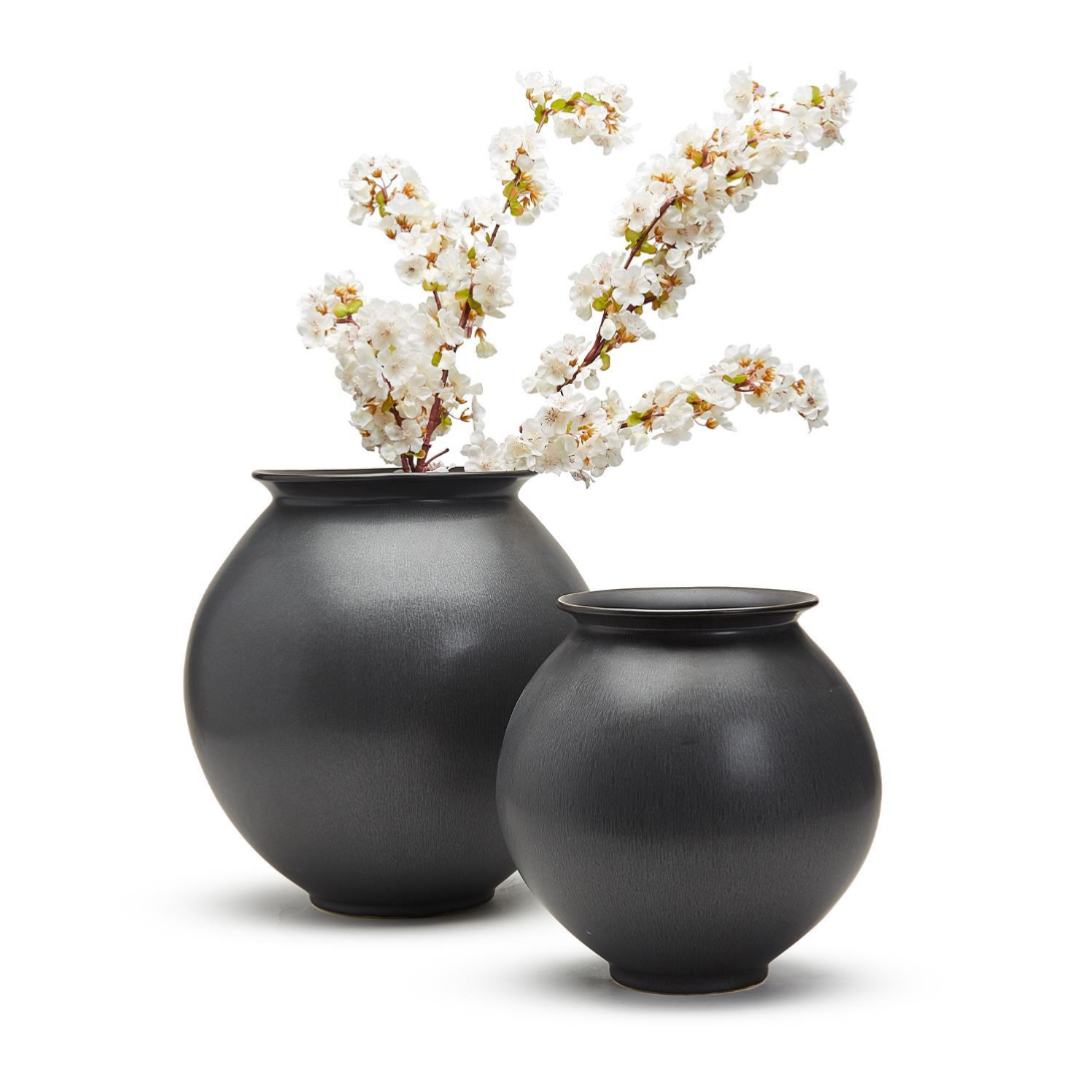 Globe Ceramic Vase, Matte Black