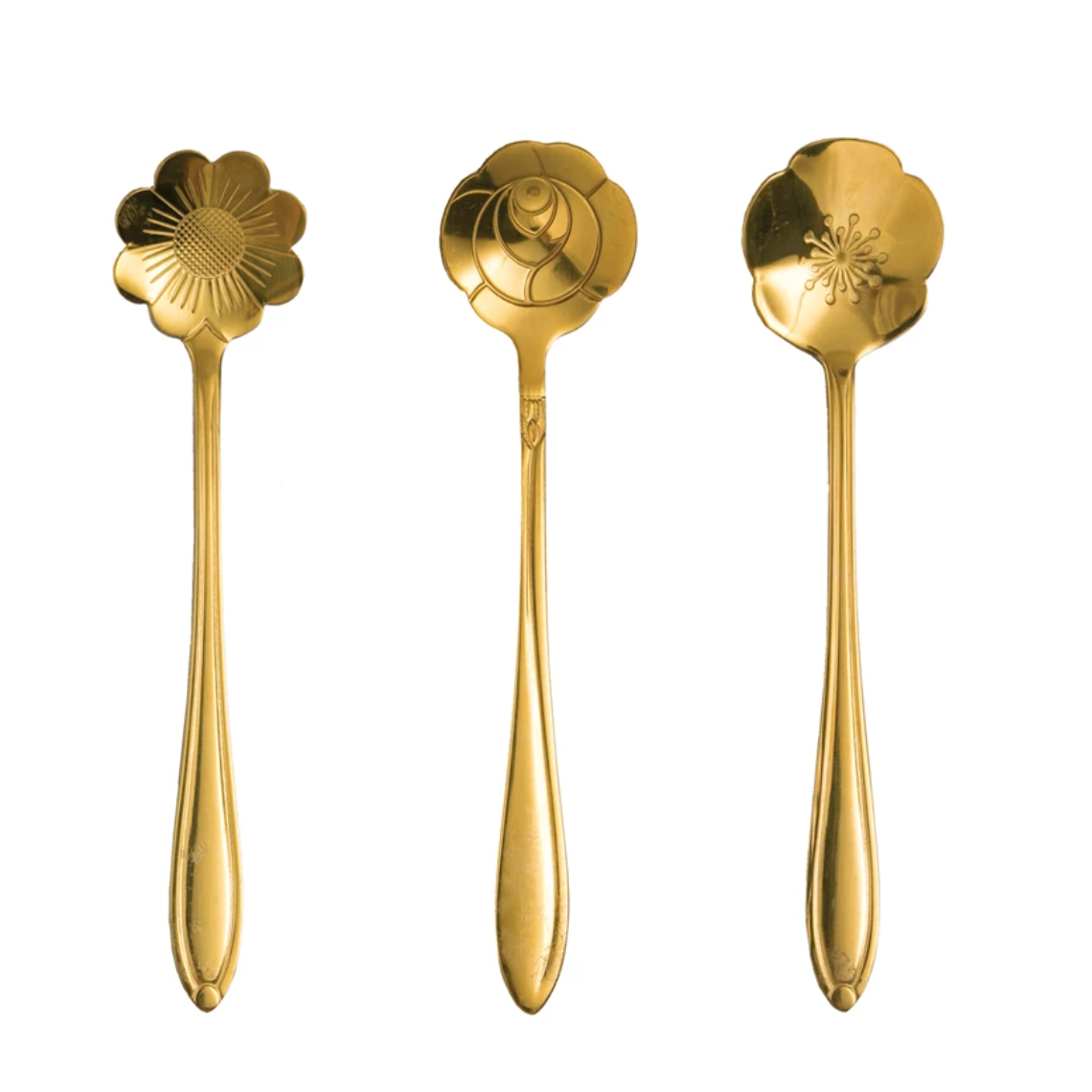 Gold Flower Coffee Spoon, Set of 3