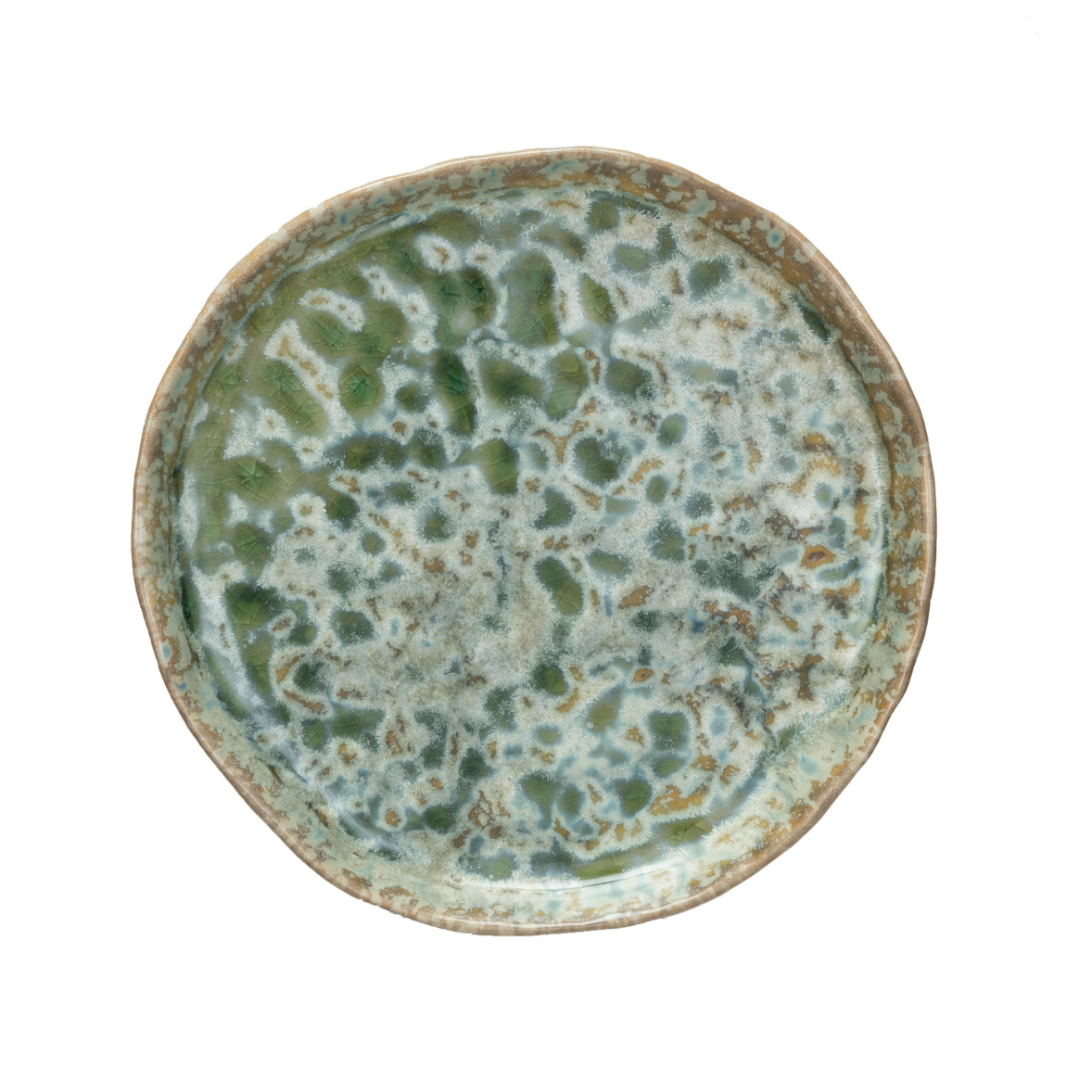 Green Crackle Stoneware Salad Plate