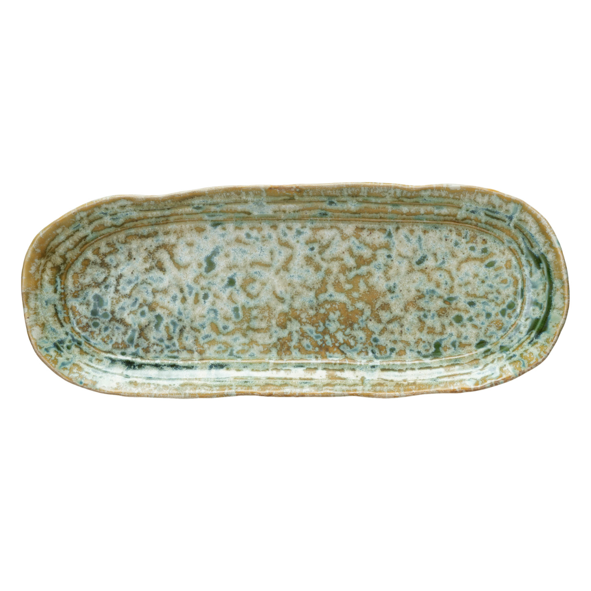Green Crackle Stoneware Platter