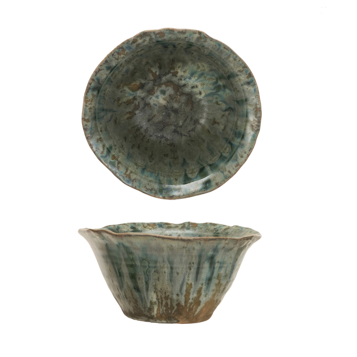 Green Crackle Stoneware Small Bowl