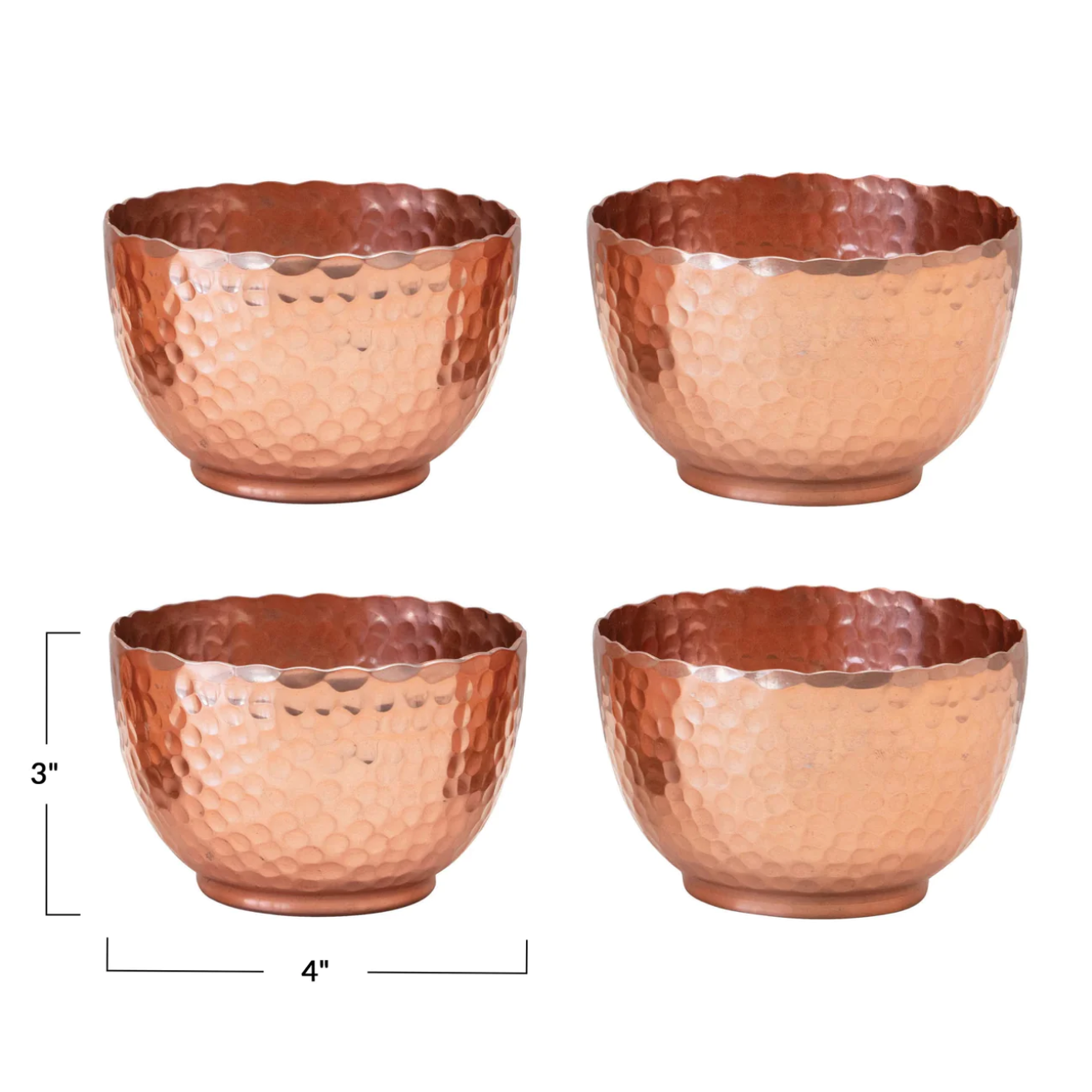 Hammered Metal Pinch Bowl with Ruffled Edge