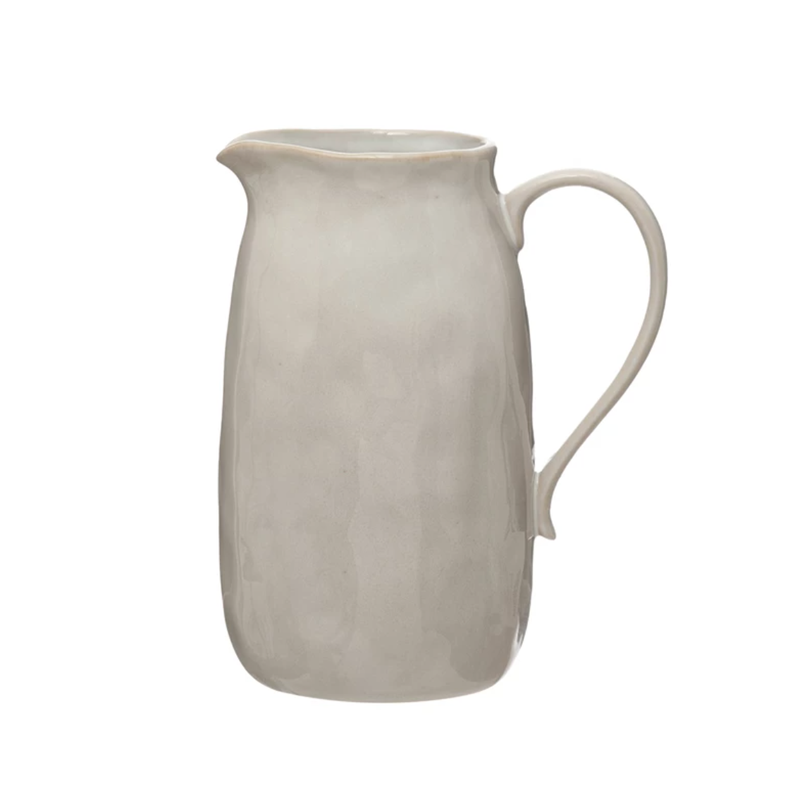 Handcrafted White Stoneware Pitcher, Tall