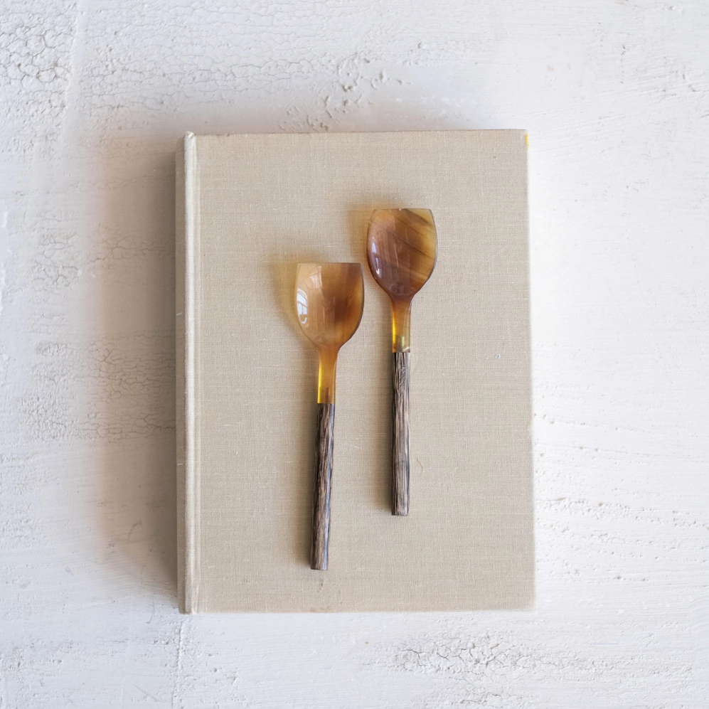 Horn Spoon w/Wood Handle