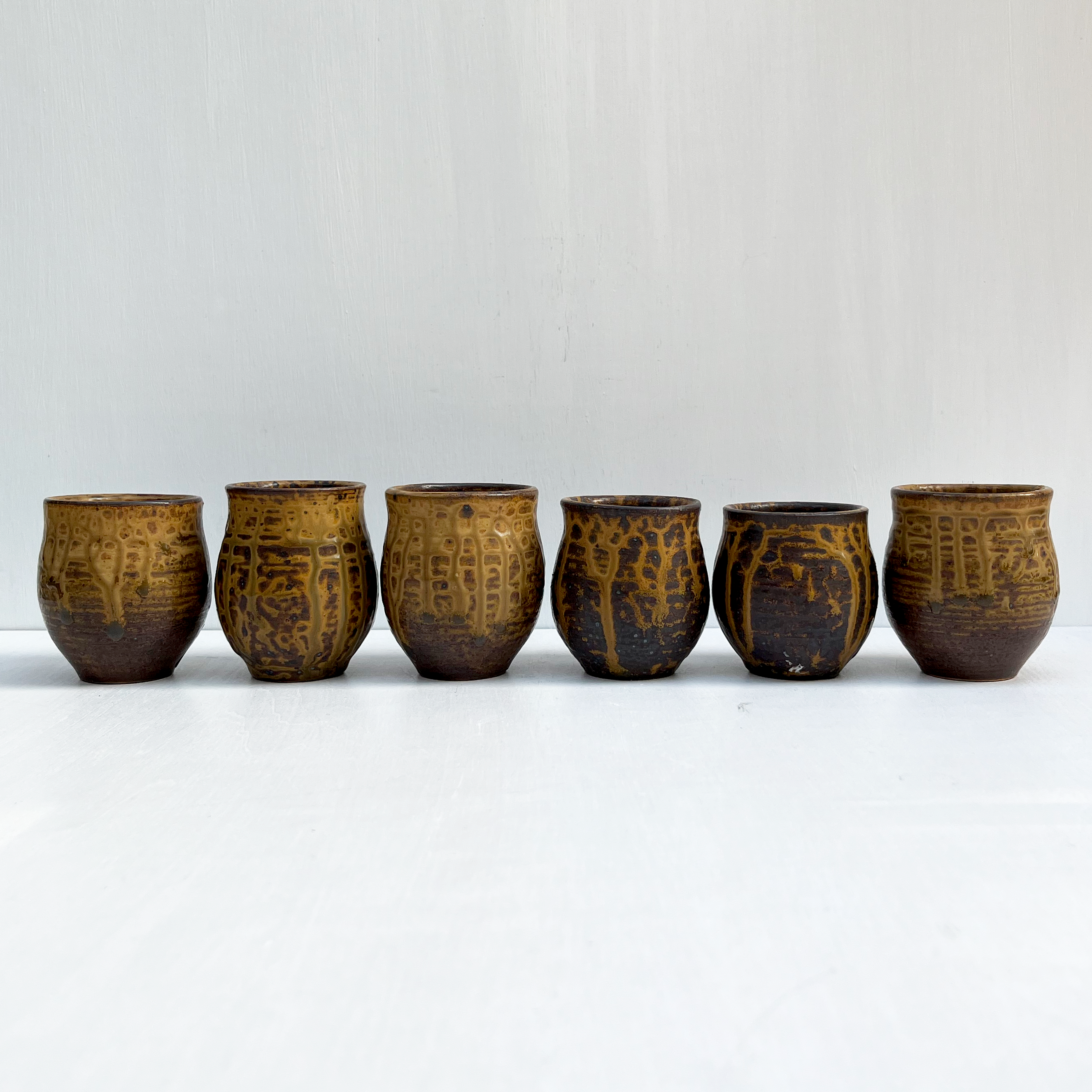 Brown Teacups, Small, Set of 6