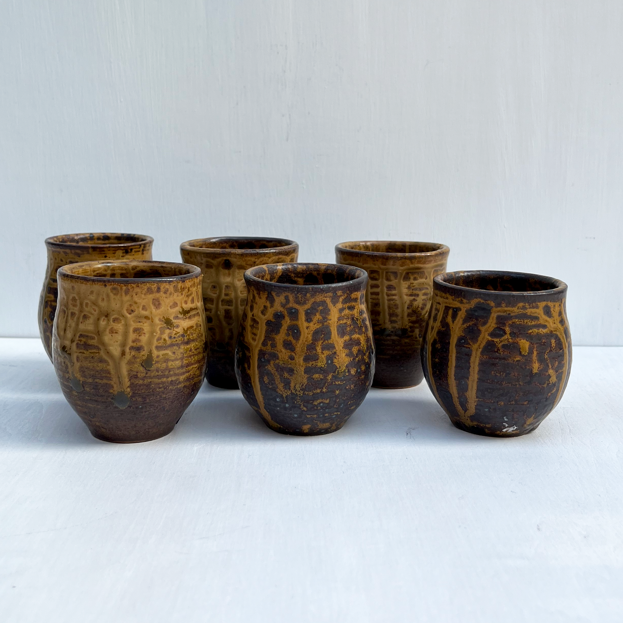 Brown Teacups, Small, Set of 6