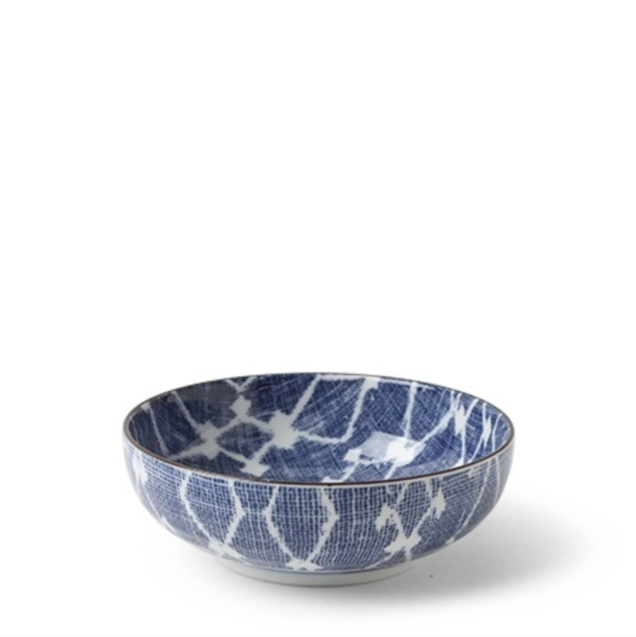 Indigo Cross Wide Bowl